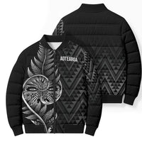 New Zealand Ta Moko Silver Fern Bomber Puffer Jacket Taniko Taniwha Motifs