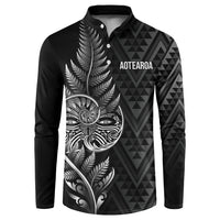 New Zealand Ta Moko Silver Fern Button Sweatshirt Taniko Taniwha Motifs