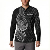 New Zealand Ta Moko Silver Fern Button Sweatshirt Taniko Taniwha Motifs