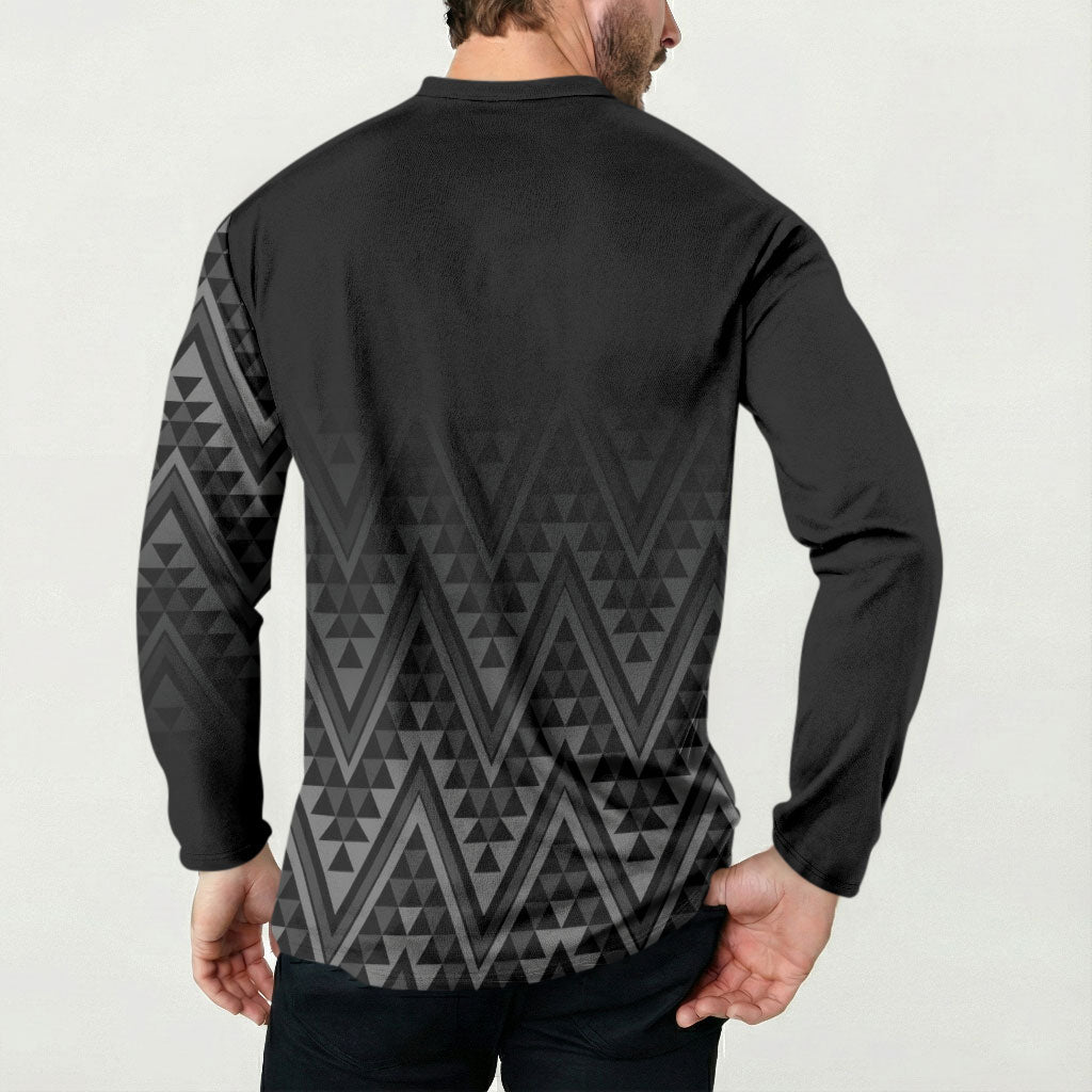 New Zealand Ta Moko Silver Fern Button Sweatshirt Taniko Taniwha Motifs