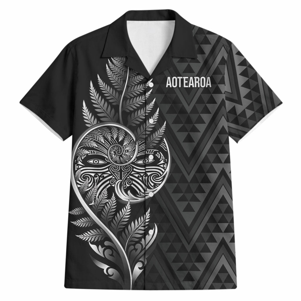 New Zealand Ta Moko Silver Fern Hawaiian Shirt Taniko Taniwha Motifs
