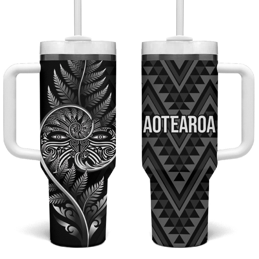 New Zealand Ta Moko Silver Fern Tumbler With Handle Taniko Taniwha Motifs
