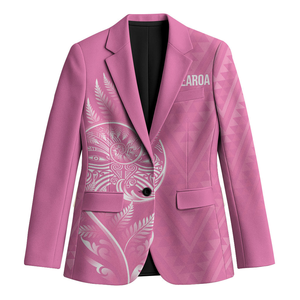 New Zealand Ta Moko Silver Fern Pink Blazer Taniko Taniwha Motifs