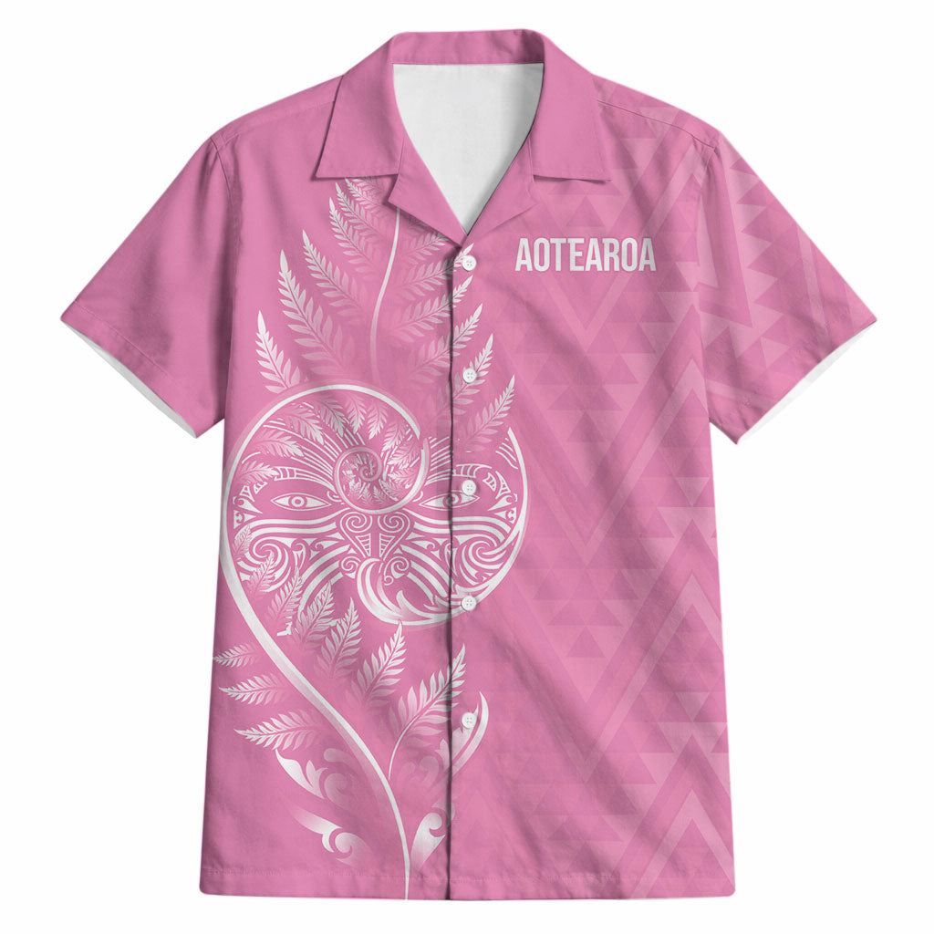 New Zealand Ta Moko Silver Fern Pink Hawaiian Shirt Taniko Taniwha Motifs LT7 Pink - Polynesian Pride