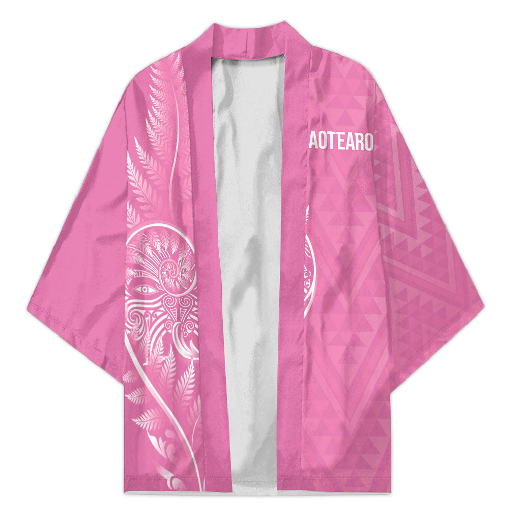 New Zealand Ta Moko Silver Fern Pink Kimono Taniko Taniwha Motifs LT7 Unisex Pink - Polynesian Pride