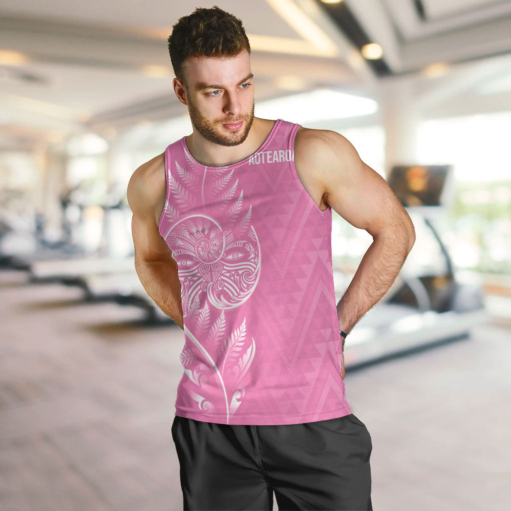 New Zealand Ta Moko Silver Fern Pink Men Tank Top Taniko Taniwha Motifs LT7 Pink - Polynesian Pride