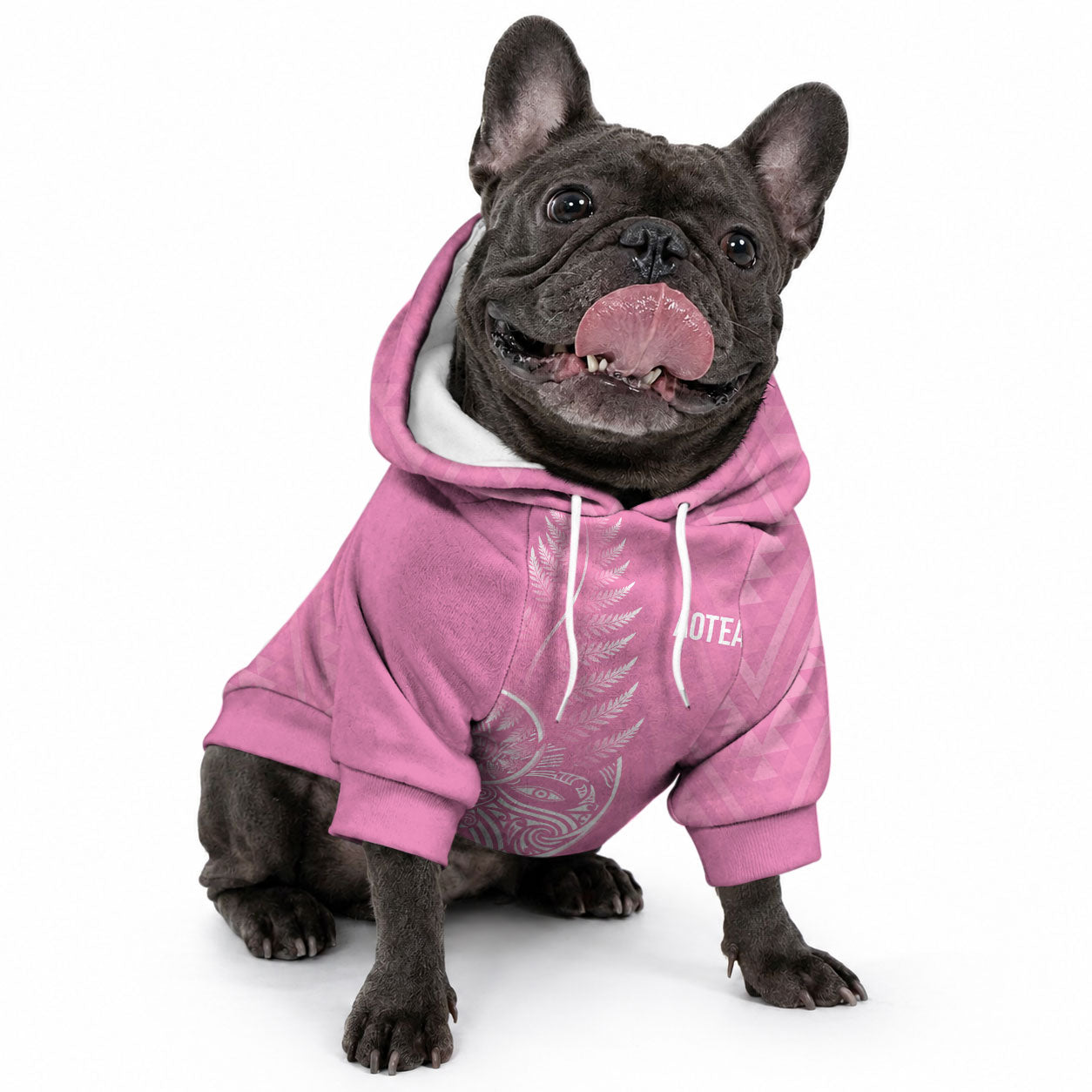 New Zealand Ta Moko Silver Fern Pink Pet Hoodie Taniko Taniwha Motifs