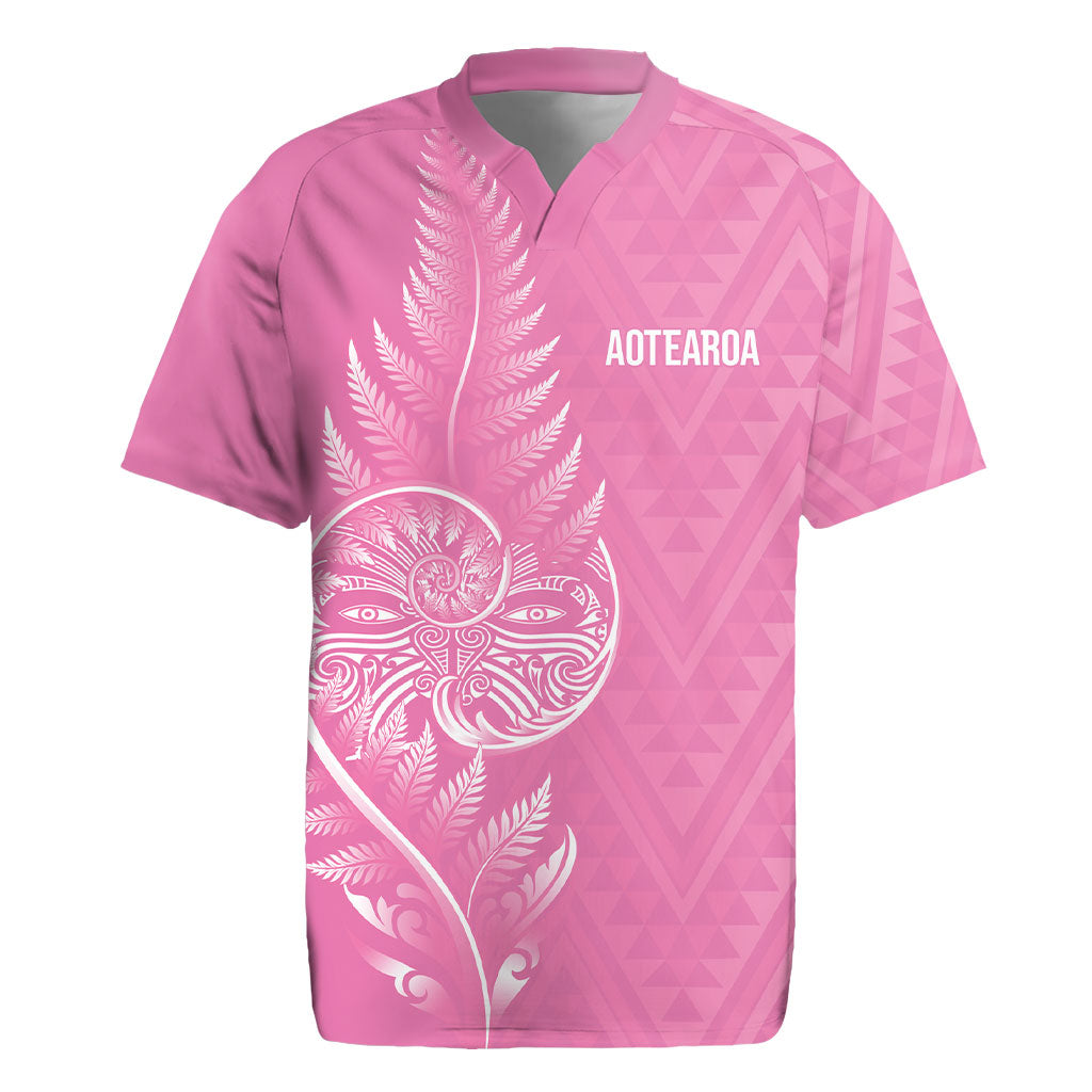 New Zealand Ta Moko Silver Fern Pink Rugby Jersey Taniko Taniwha Motifs LT7 Pink - Polynesian Pride