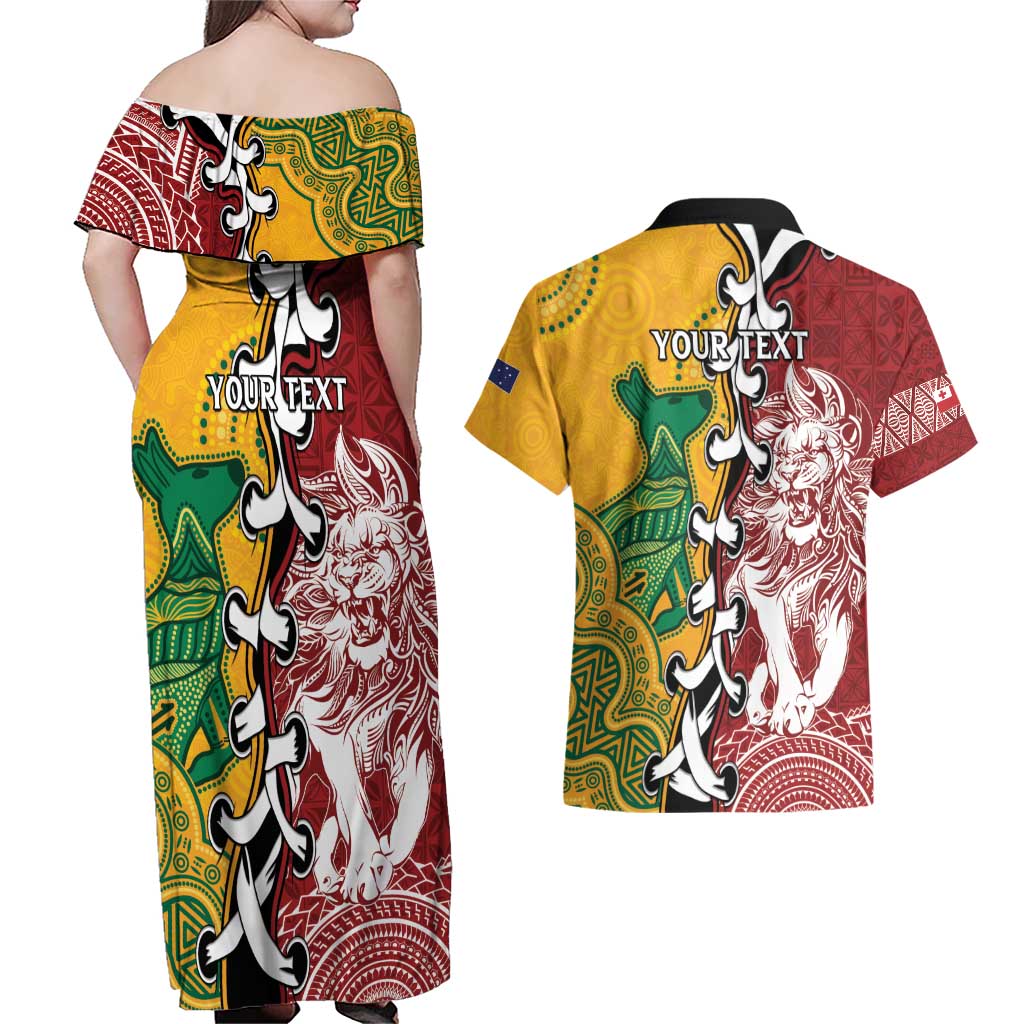 Mate Ma'a Tonga Vs Australia Rugby Personalized Couples Matching Off Shoulder Maxi Dress and Hawaiian Shirt Special Mascots LT7 - Polynesian Pride