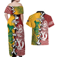 Mate Ma'a Tonga Vs Australia Rugby Personalized Couples Matching Off Shoulder Maxi Dress and Hawaiian Shirt Special Mascots LT7 - Polynesian Pride