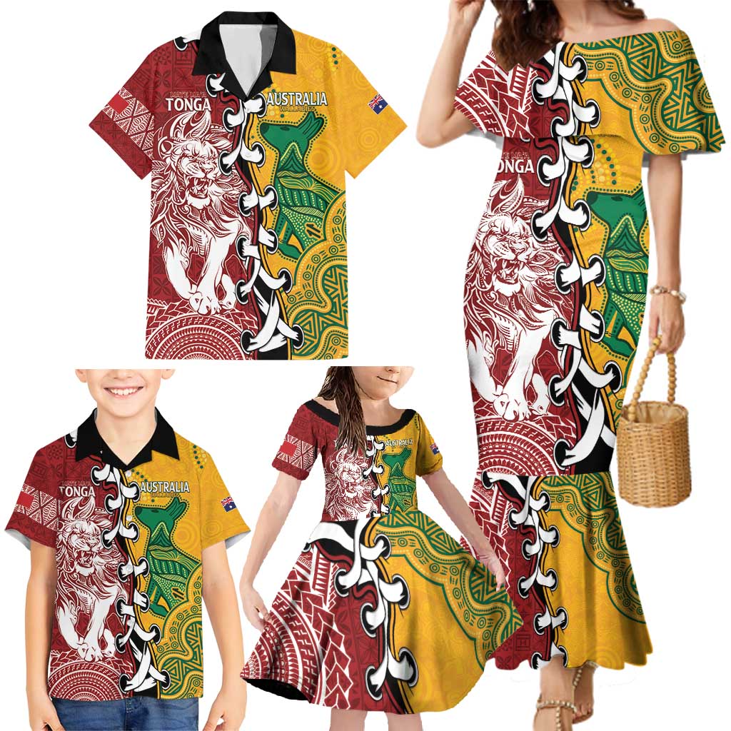Mate Ma'a Tonga Vs Australia Rugby Personalized Family Matching Mermaid Dress and Hawaiian Shirt Special Mascots