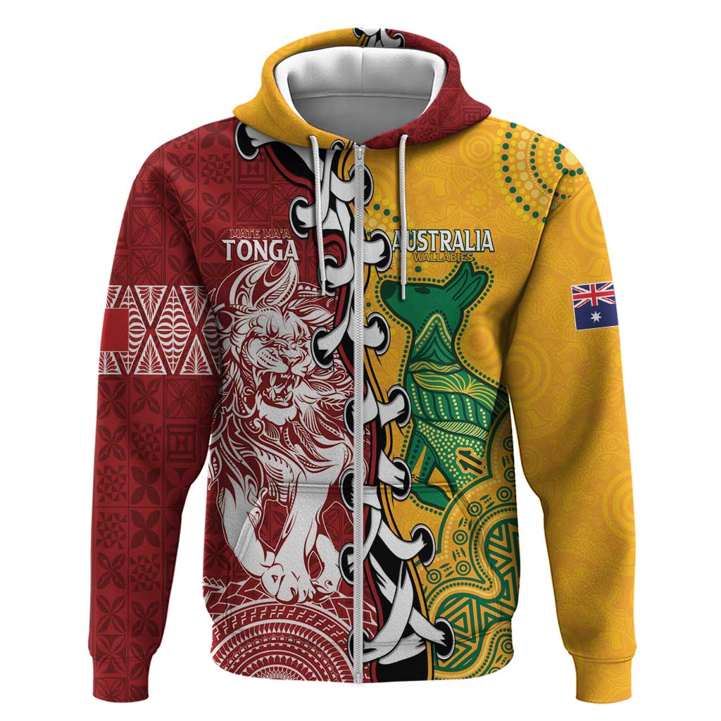Mate Ma'a Tonga Vs Australia Rugby Personalized Hoodie Special Mascots LT7 Zip Hoodie Colorful - Polynesian Pride