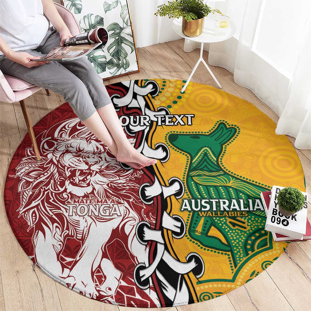 Mate Ma'a Tonga Vs Australia Rugby Personalized Round Carpet Special Mascots LT7 - Polynesian Pride