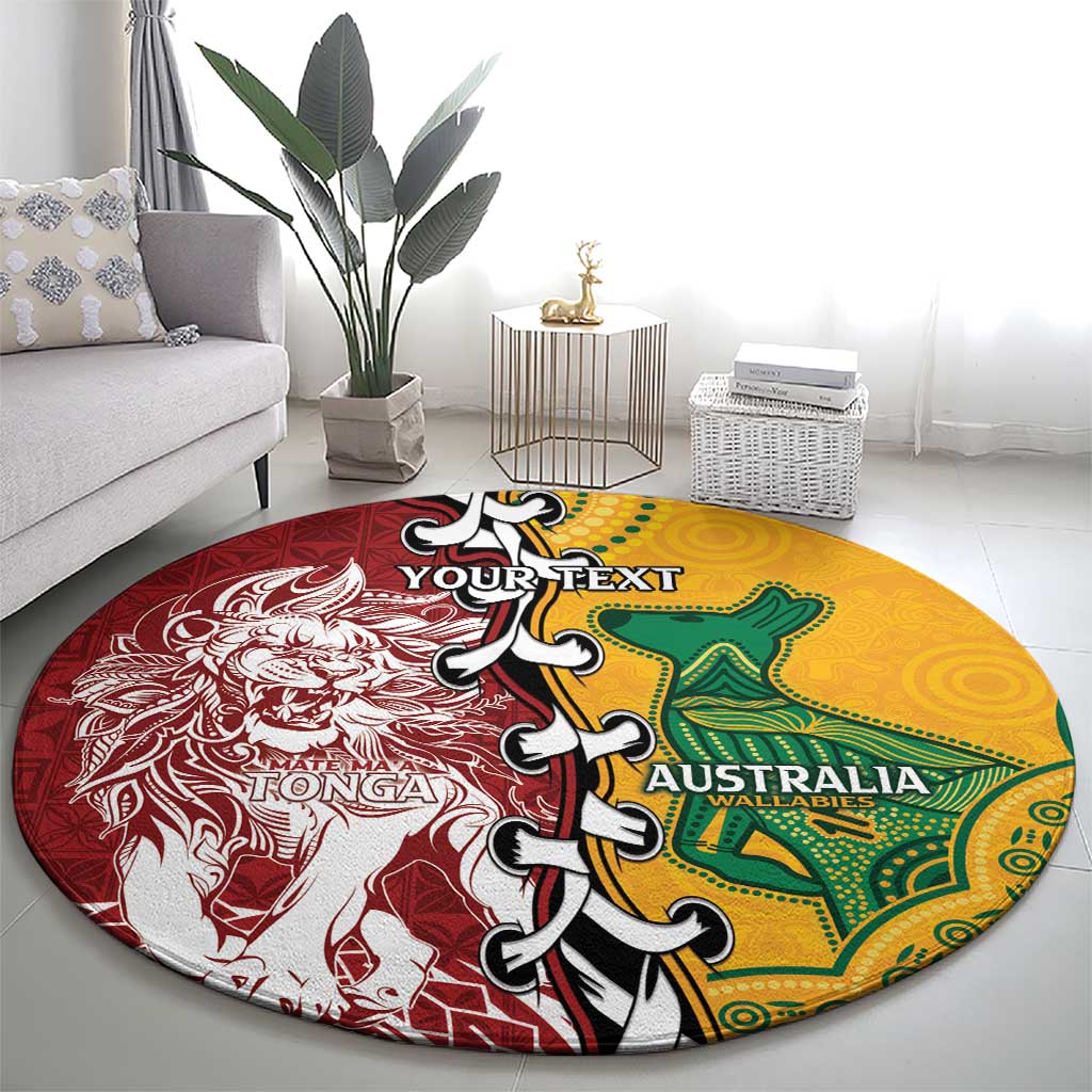 Mate Ma'a Tonga Vs Australia Rugby Personalized Round Carpet Special Mascots LT7 - Polynesian Pride