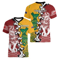 Mate Ma'a Tonga Vs Australia Rugby Personalized Women V-Neck T-Shirt Special Mascots