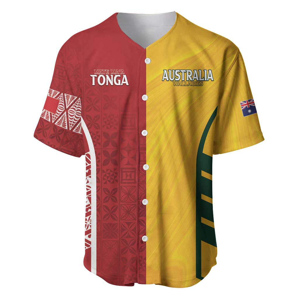 Australia - Tonga Rugby Custom Baseball Jersey Minimalist Dynamic