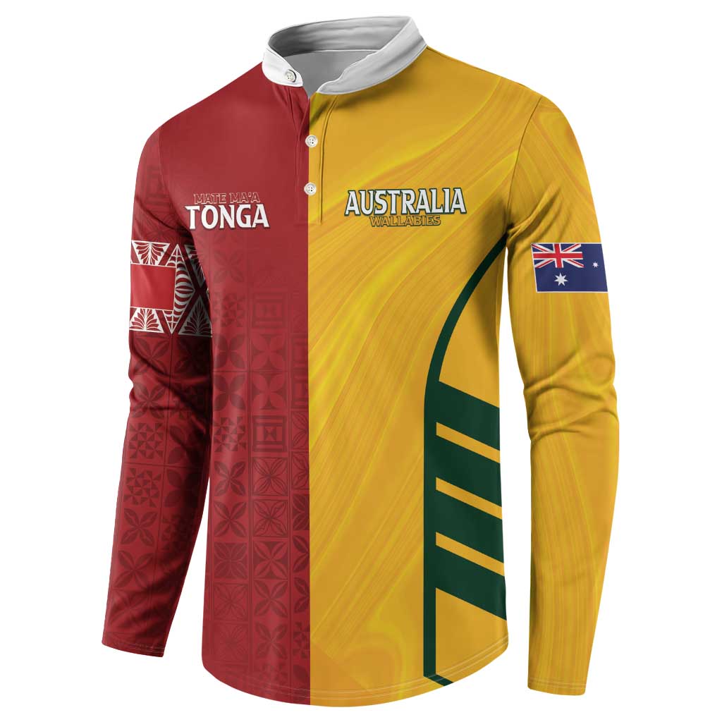 Australia - Tonga Rugby Custom Button Sweatshirt Minimalist Dynamic