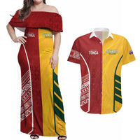 Australia - Tonga Rugby Custom Couples Matching Off Shoulder Maxi Dress and Hawaiian Shirt Minimalist Dynamic LT7 Colorful - Polynesian Pride