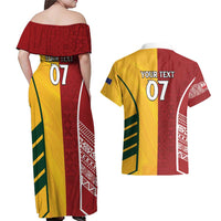 Australia - Tonga Rugby Custom Couples Matching Off Shoulder Maxi Dress and Hawaiian Shirt Minimalist Dynamic LT7 - Polynesian Pride