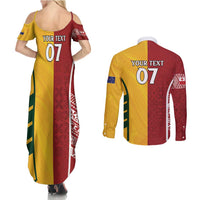 Australia - Tonga Rugby Custom Couples Matching Summer Maxi Dress and Long Sleeve Button Shirt Minimalist Dynamic