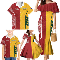 Australia - Tonga Rugby Custom Family Matching Mermaid Dress and Hawaiian Shirt Minimalist Dynamic