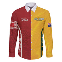 Australia - Tonga Rugby Custom Family Matching Off Shoulder Maxi Dress and Hawaiian Shirt Minimalist Dynamic