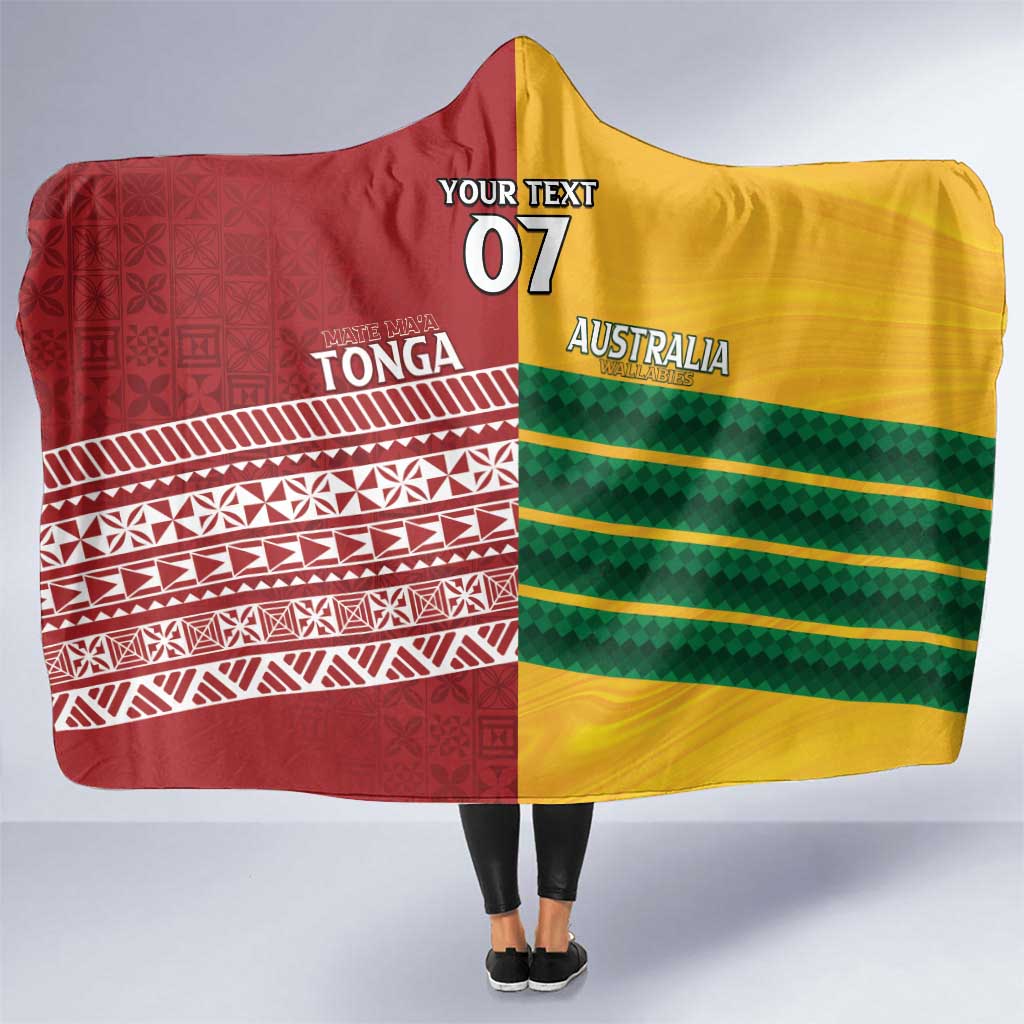 Australia - Tonga Rugby Custom Hooded Blanket Minimalist Dynamic