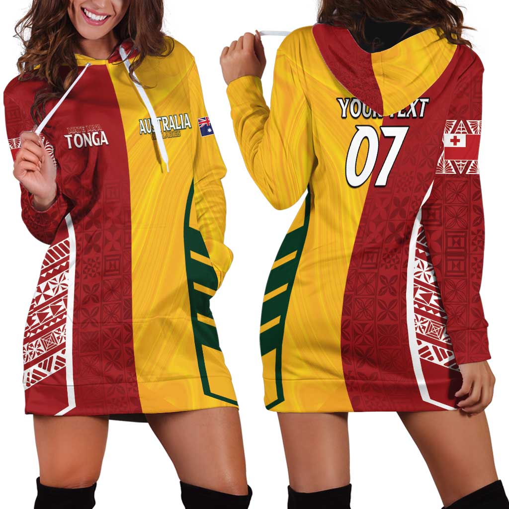 Australia - Tonga Rugby Custom Hoodie Dress Minimalist Dynamic LT7 - Polynesian Pride