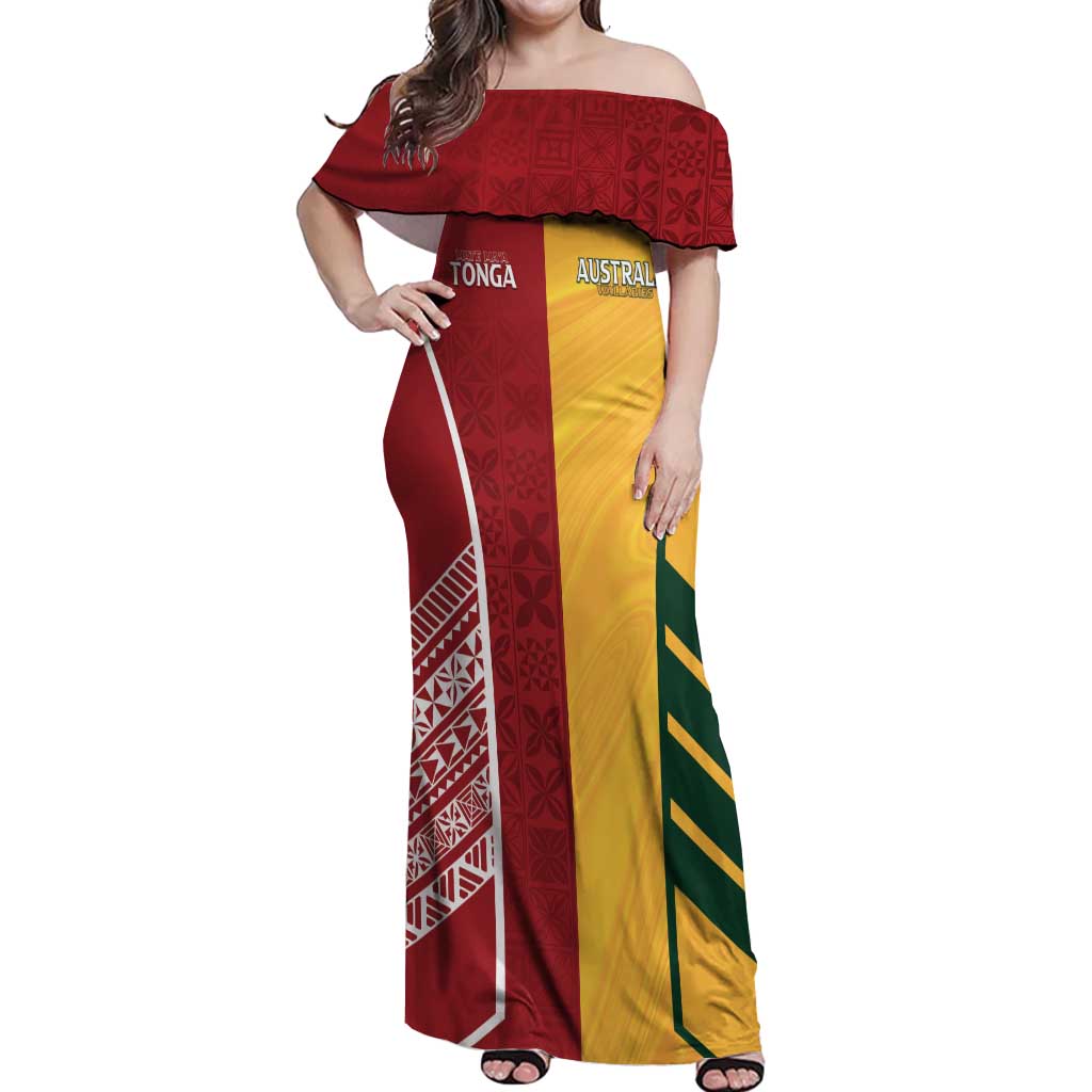 Australia - Tonga Rugby Custom Off Shoulder Maxi Dress Minimalist Dynamic