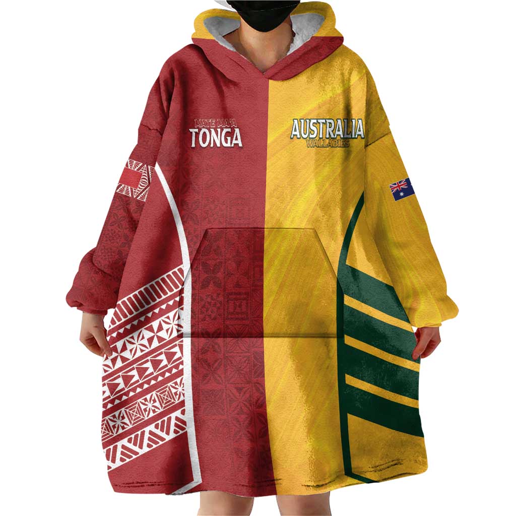 Australia - Tonga Rugby Custom Wearable Blanket Hoodie Minimalist Dynamic LT7 - Polynesian Pride