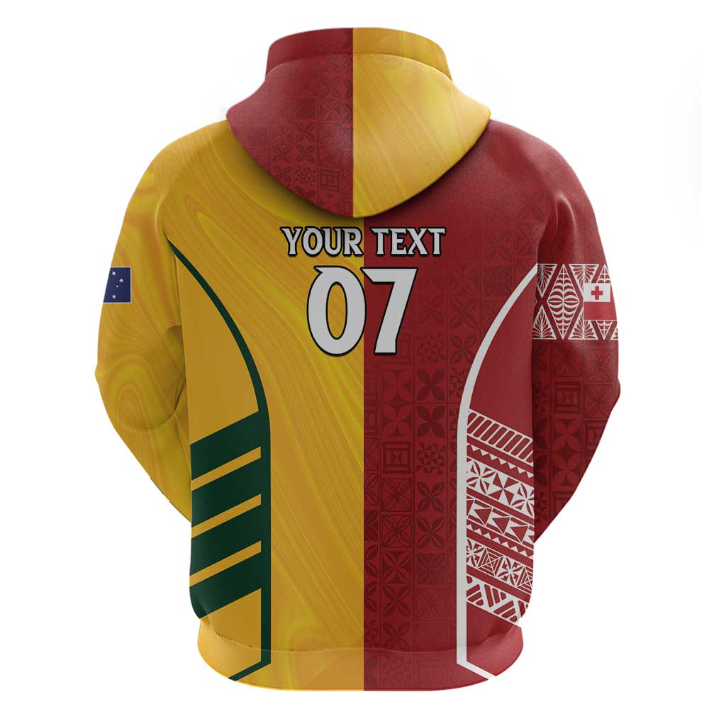 Australia - Tonga Rugby Custom Zip Hoodie Minimalist Dynamic LT7 - Polynesian Pride