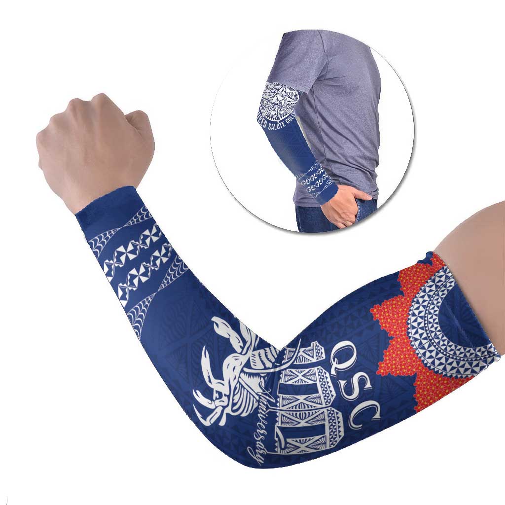 Queen Salote College 100 Years Anniversary Personalized Arm Sleeves Tonga QSC Royal Blue - Polynesian Pride