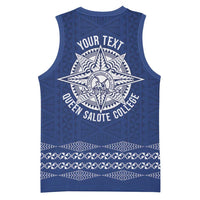Queen Salote College 100 Years Anniversary Personalized Basketball Jersey Tonga QSC Royal Blue - Polynesian Pride