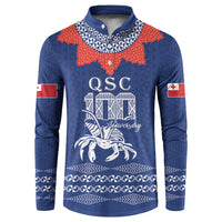 Queen Salote College 100 Years Anniversary Personalized Button Sweatshirt Tonga QSC Royal Blue - Polynesian Pride