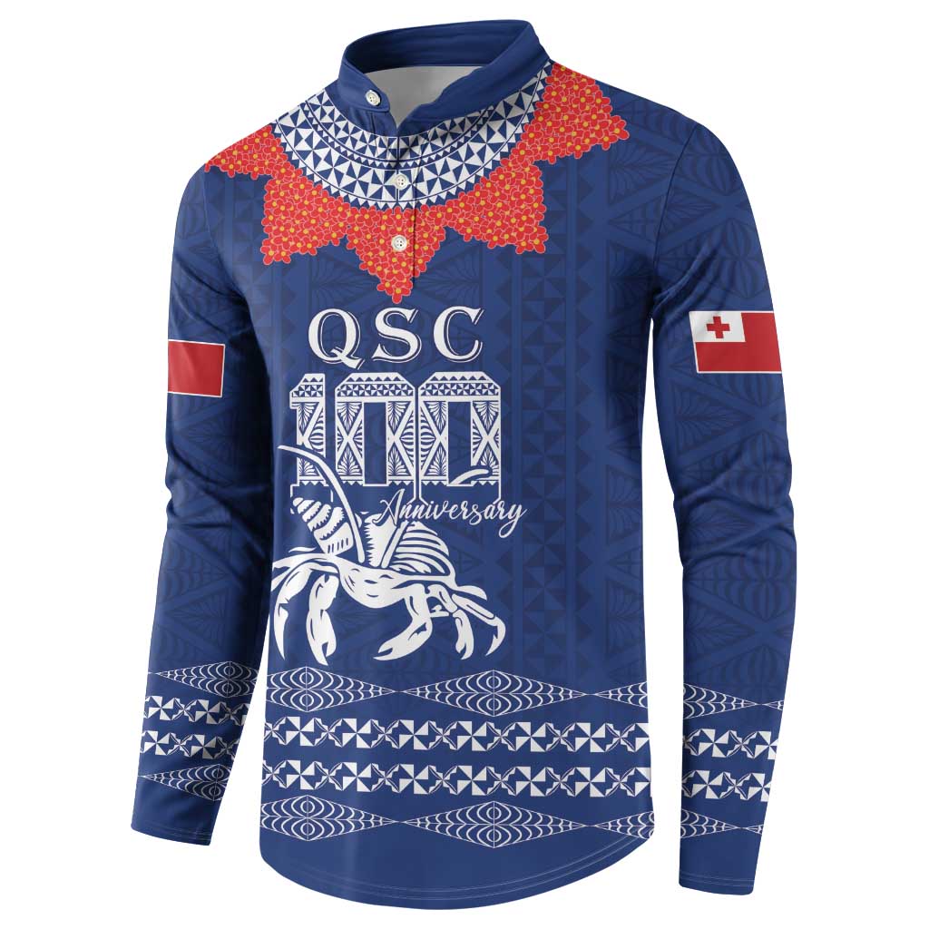 Queen Salote College 100 Years Anniversary Personalized Button Sweatshirt Tonga QSC Royal Blue - Polynesian Pride
