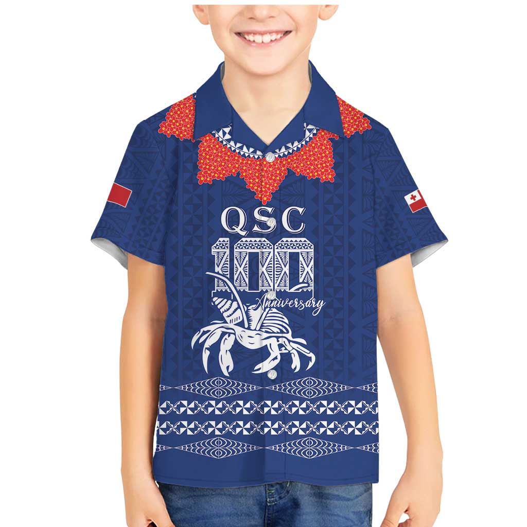 Queen Salote College 100 Years Anniversary Personalized Family Matching Mermaid Dress and Hawaiian Shirt Tonga QSC Royal Blue - Polynesian Pride