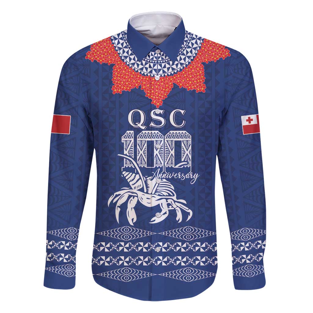 Queen Salote College 100 Years Anniversary Personalized Family Matching Puletasi and Hawaiian Shirt Tonga QSC Royal Blue - Polynesian Pride