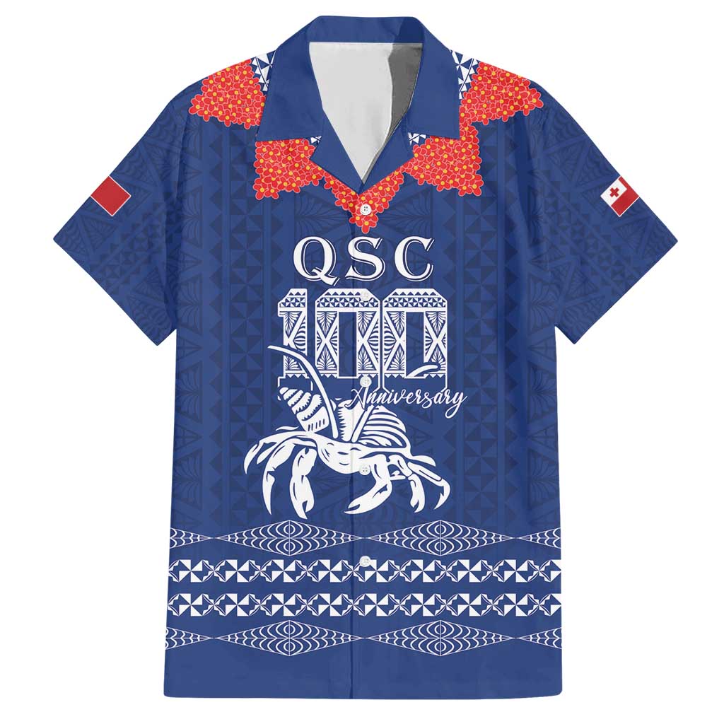 Queen Salote College 100 Years Anniversary Personalized Family Matching Short Sleeve Bodycon Dress and Hawaiian Shirt Tonga QSC Royal Blue - Polynesian Pride