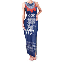 Queen Salote College 100 Years Anniversary Personalized Family Matching Tank Maxi Dress and Hawaiian Shirt Tonga QSC Royal Blue - Polynesian Pride