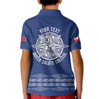 Queen Salote College 100 Years Anniversary Personalized Kid Polo Shirt Tonga QSC Royal Blue - Polynesian Pride