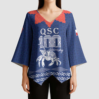 Queen Salote College 100 Years Anniversary Personalized Kimono Sleeve Blouse Tonga QSC Royal Blue - Polynesian Pride
