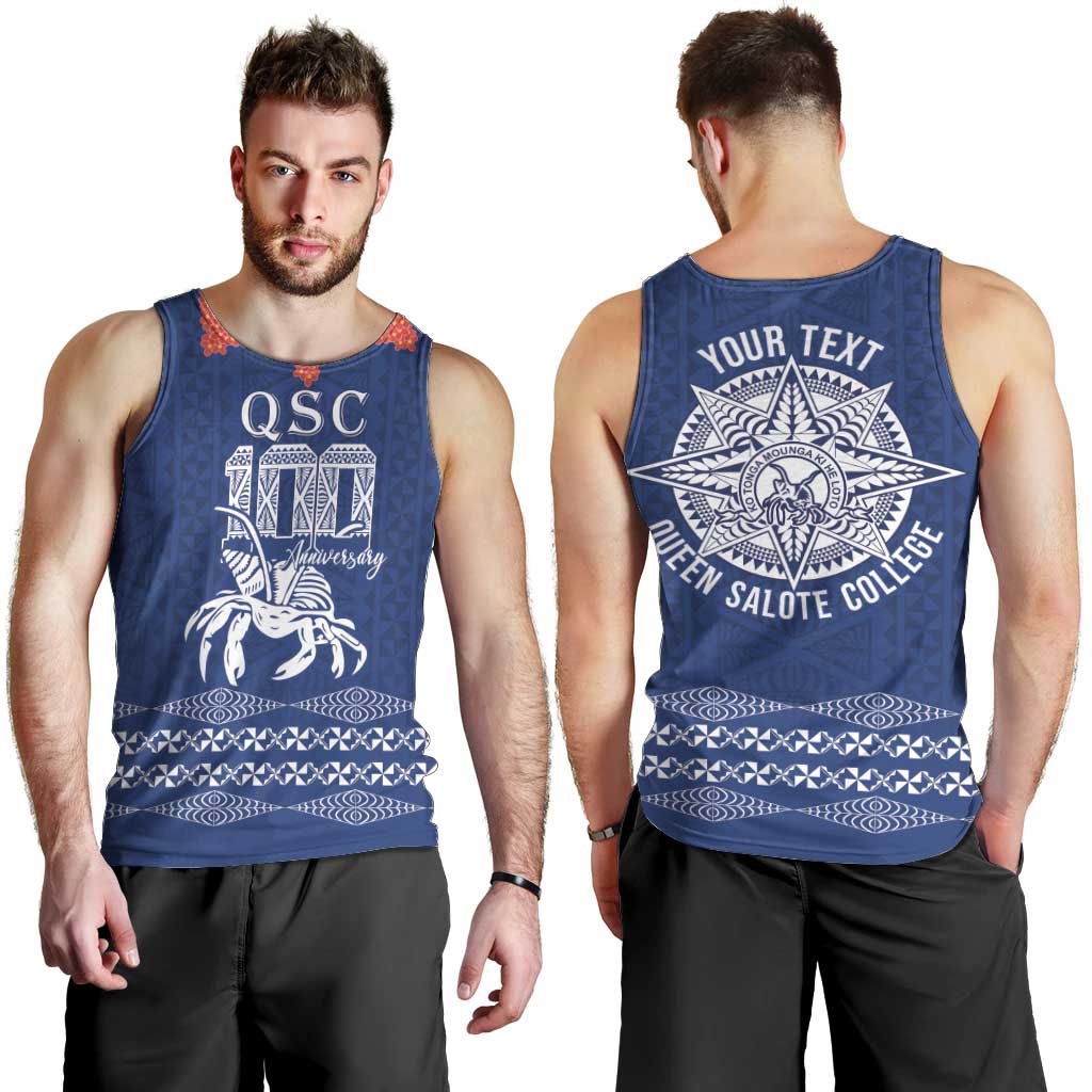 Queen Salote College 100 Years Anniversary Personalized Men Tank Top Tonga QSC Royal Blue - Polynesian Pride