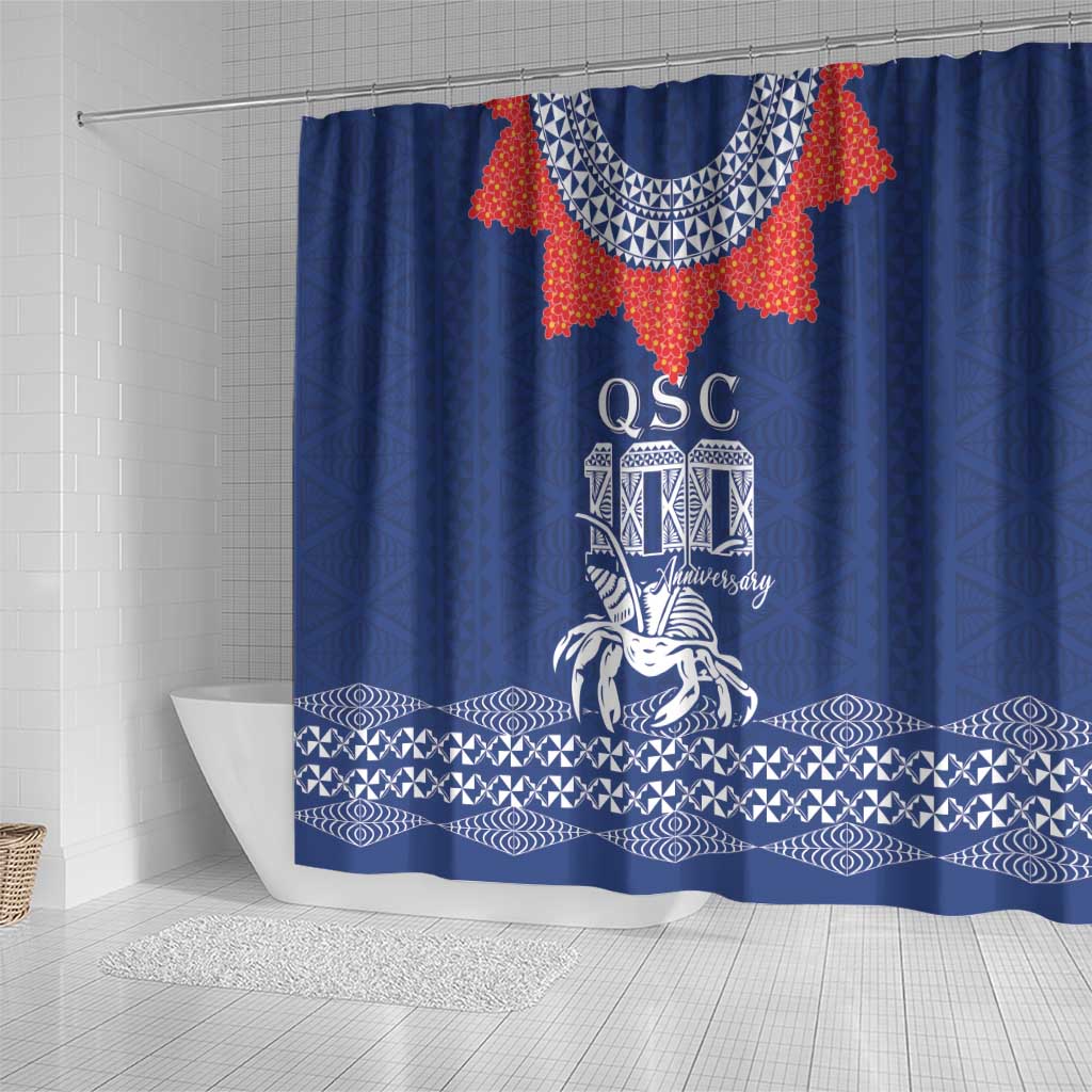 Queen Salote College 100 Years Anniversary Shower Curtain Tonga QSC Royal Blue - Polynesian Pride