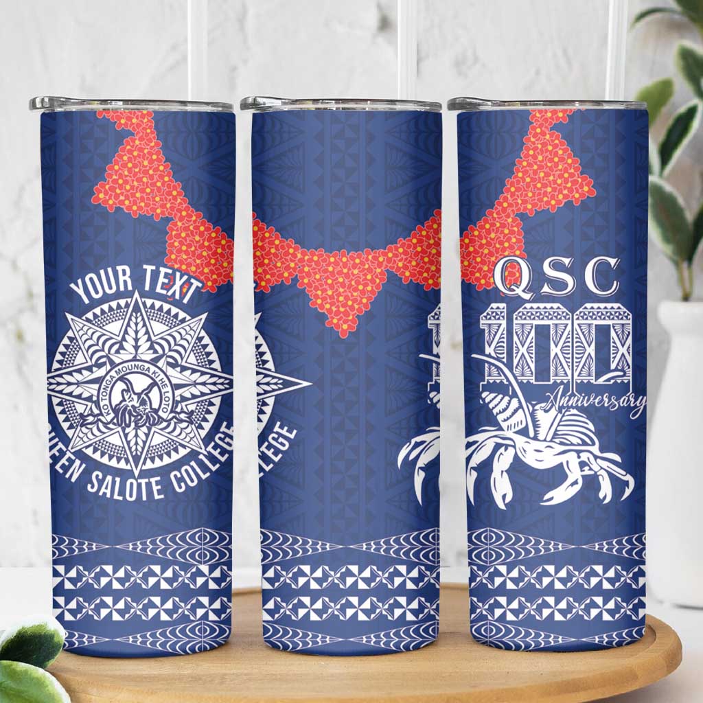 Queen Salote College 100 Years Anniversary Personalized Skinny Tumbler Tonga QSC Royal Blue - Polynesian Pride