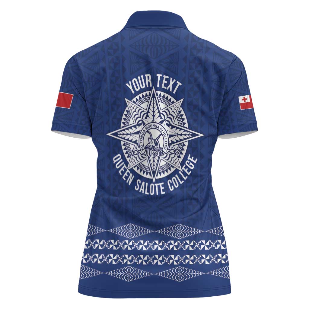 Queen Salote College 100 Years Anniversary Personalized Women Polo Shirt Tonga QSC Royal Blue - Polynesian Pride