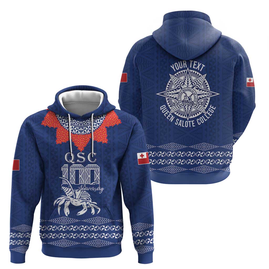 Queen Salote College 100 Years Anniversary Personalized Zip Hoodie Tonga QSC Royal Blue - Polynesian Pride
