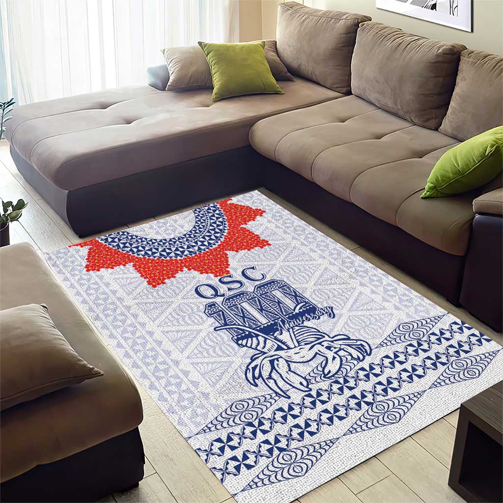 Queen Salote College 100 Years Anniversary Area Rug Tonga QSC White - Polynesian Pride