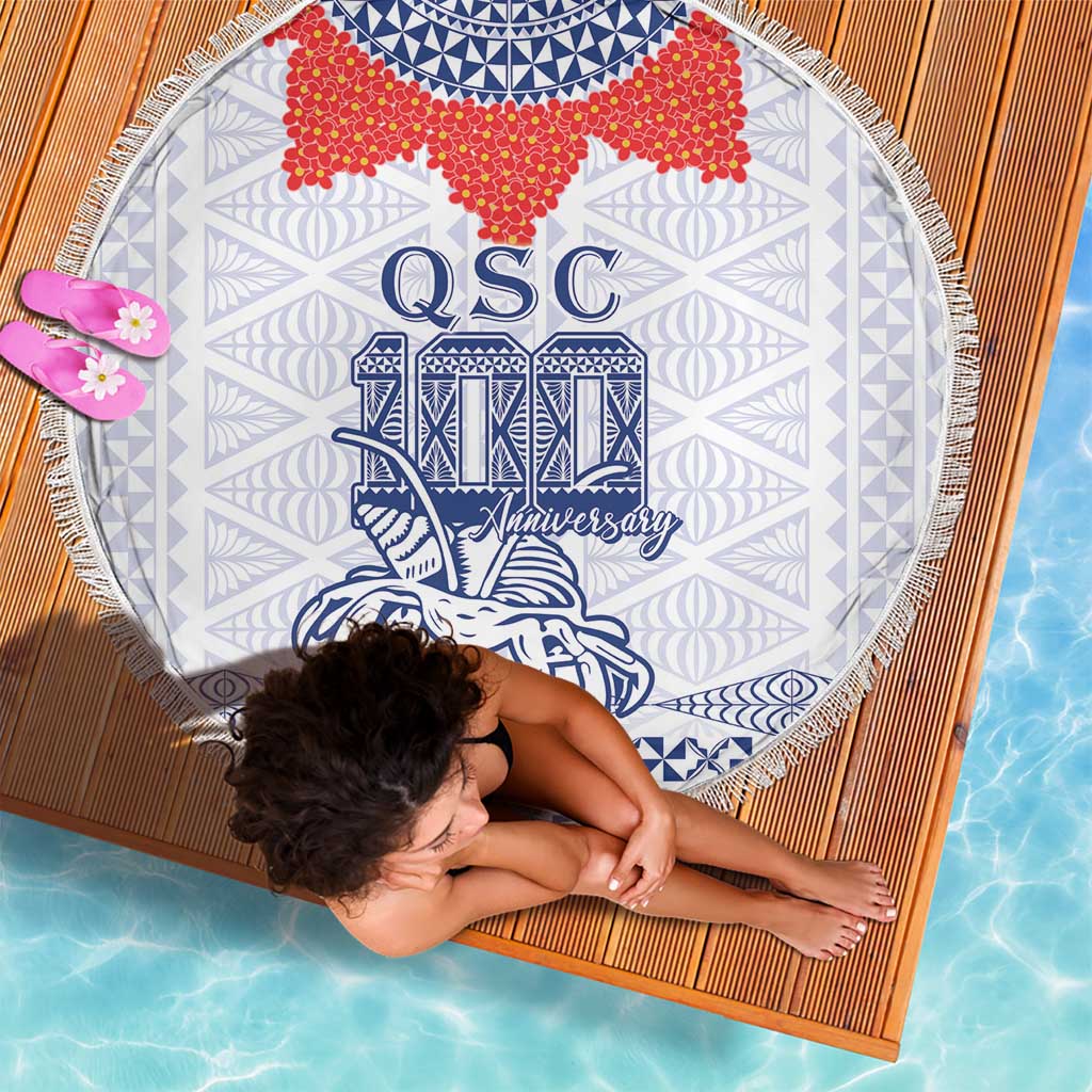 Queen Salote College 100 Years Anniversary Beach Blanket Tonga QSC White - Polynesian Pride