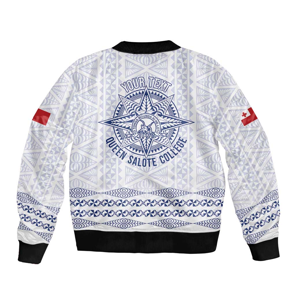 Queen Salote College 100 Years Anniversary Personalized Bomber Jacket Tonga QSC White - Polynesian Pride
