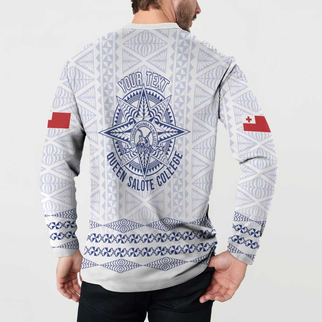 Queen Salote College 100 Years Anniversary Personalized Button Sweatshirt Tonga QSC White - Polynesian Pride